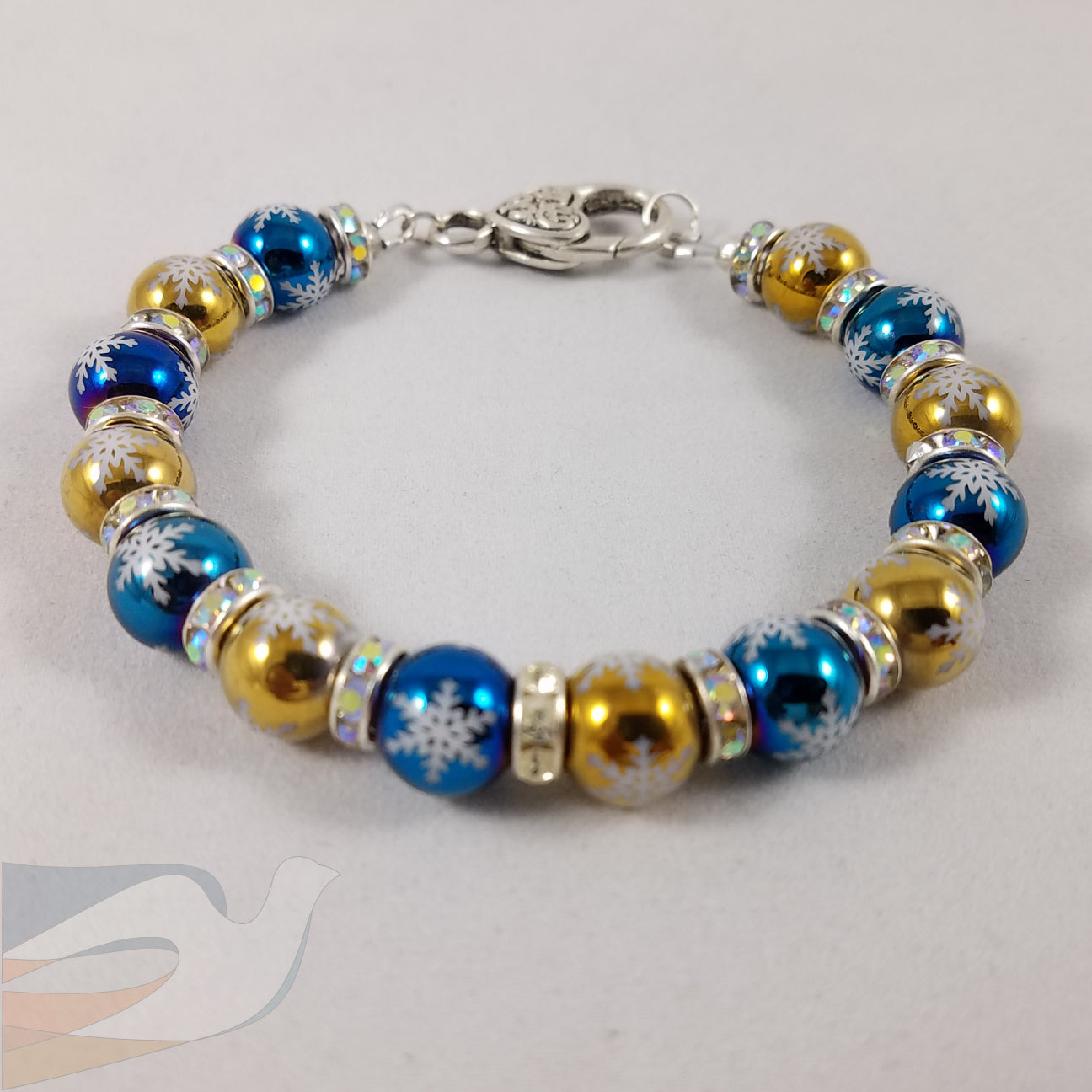 Blue and Gold Christmas bracelet