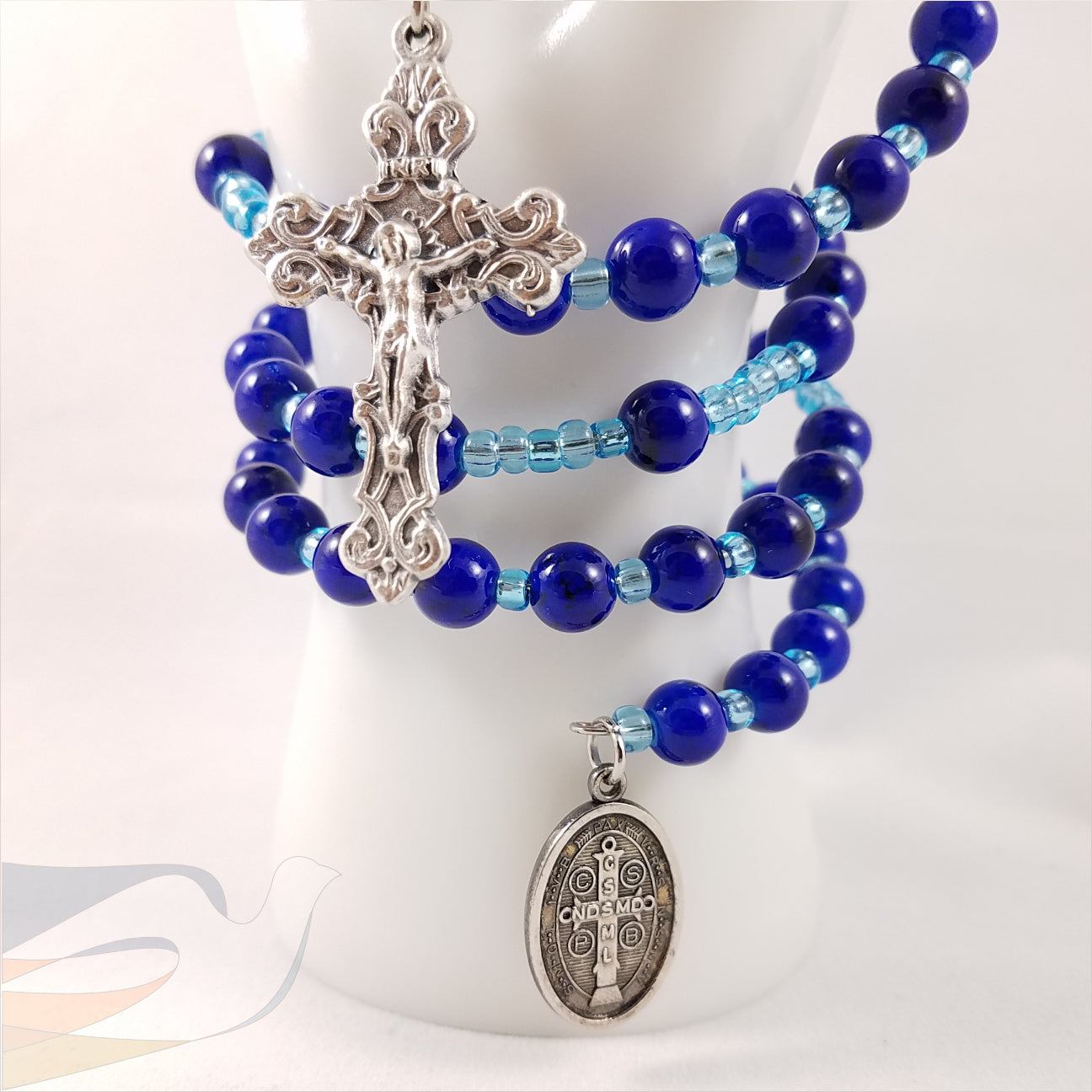 Blue Memory Wire Bracelet Rosary