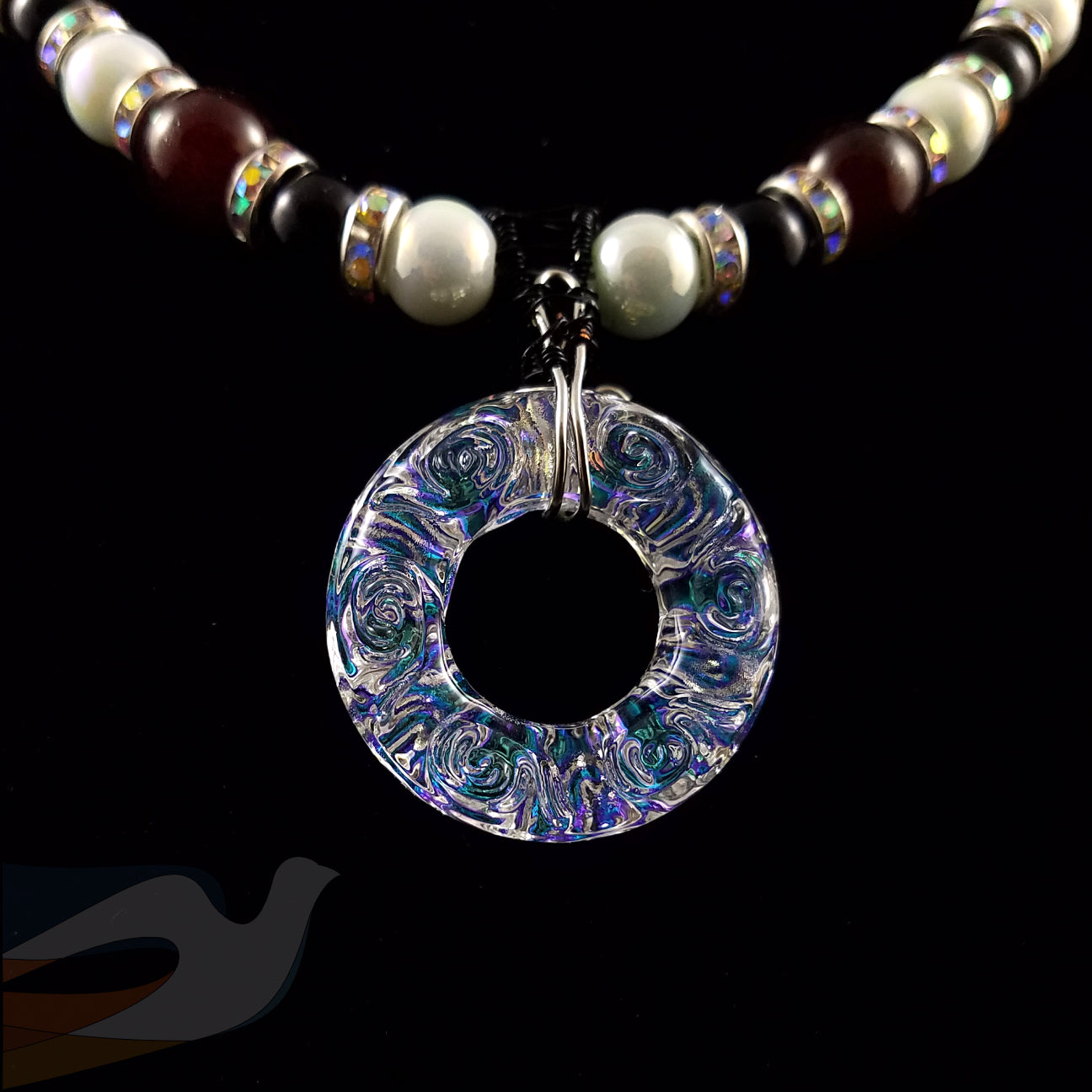 Hand carved Crystal Aurora Borealis Necklace