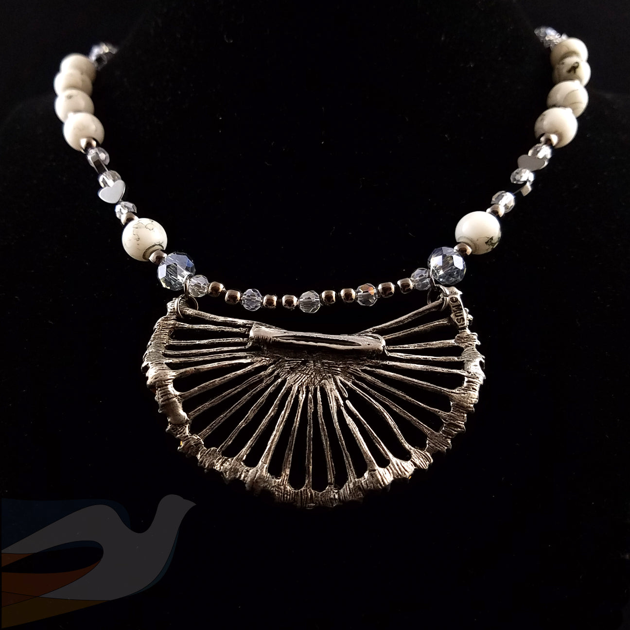 Vintage 1940's Antique Silver and Rhinestone Necklace