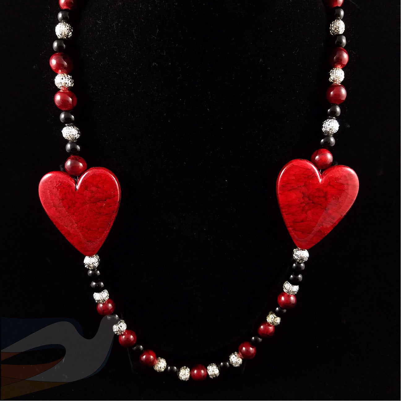 Red Howlite heart necklace