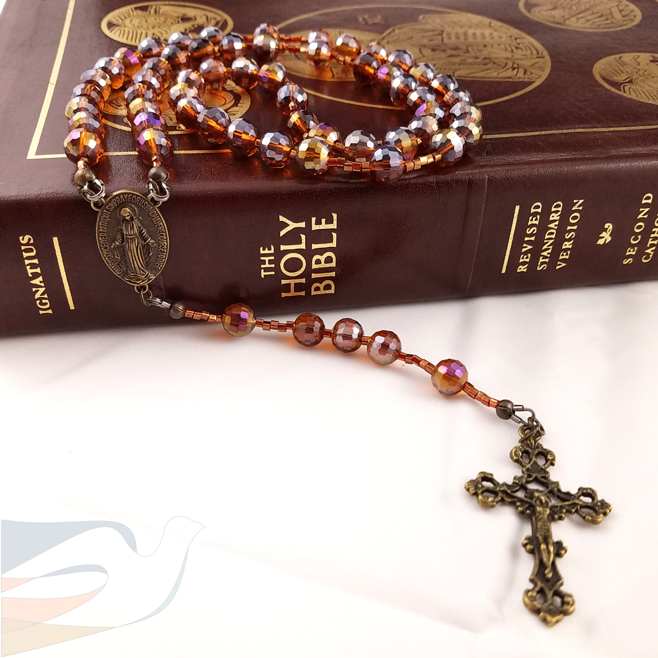 Brown Faceted Glass Rosary
