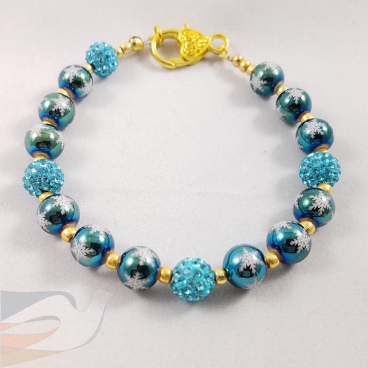 Blue Snowflake and gold bracelet