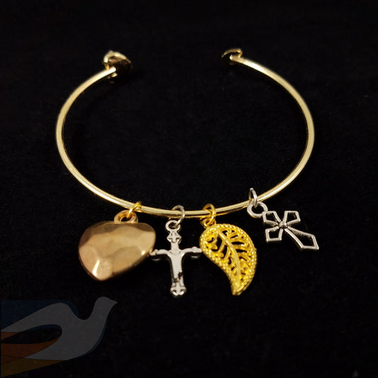 Mixed metal charm bracelet