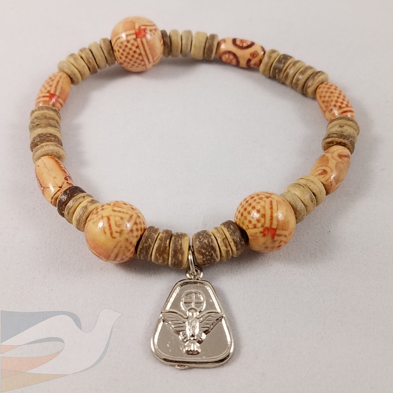 Unisex Wood and Holy Spirit Bracelet