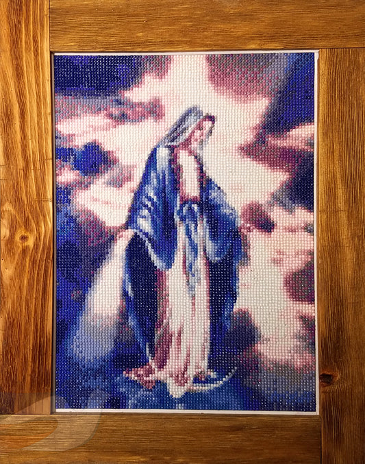 Miraculous Medal w/Blue Background Virgin Mary