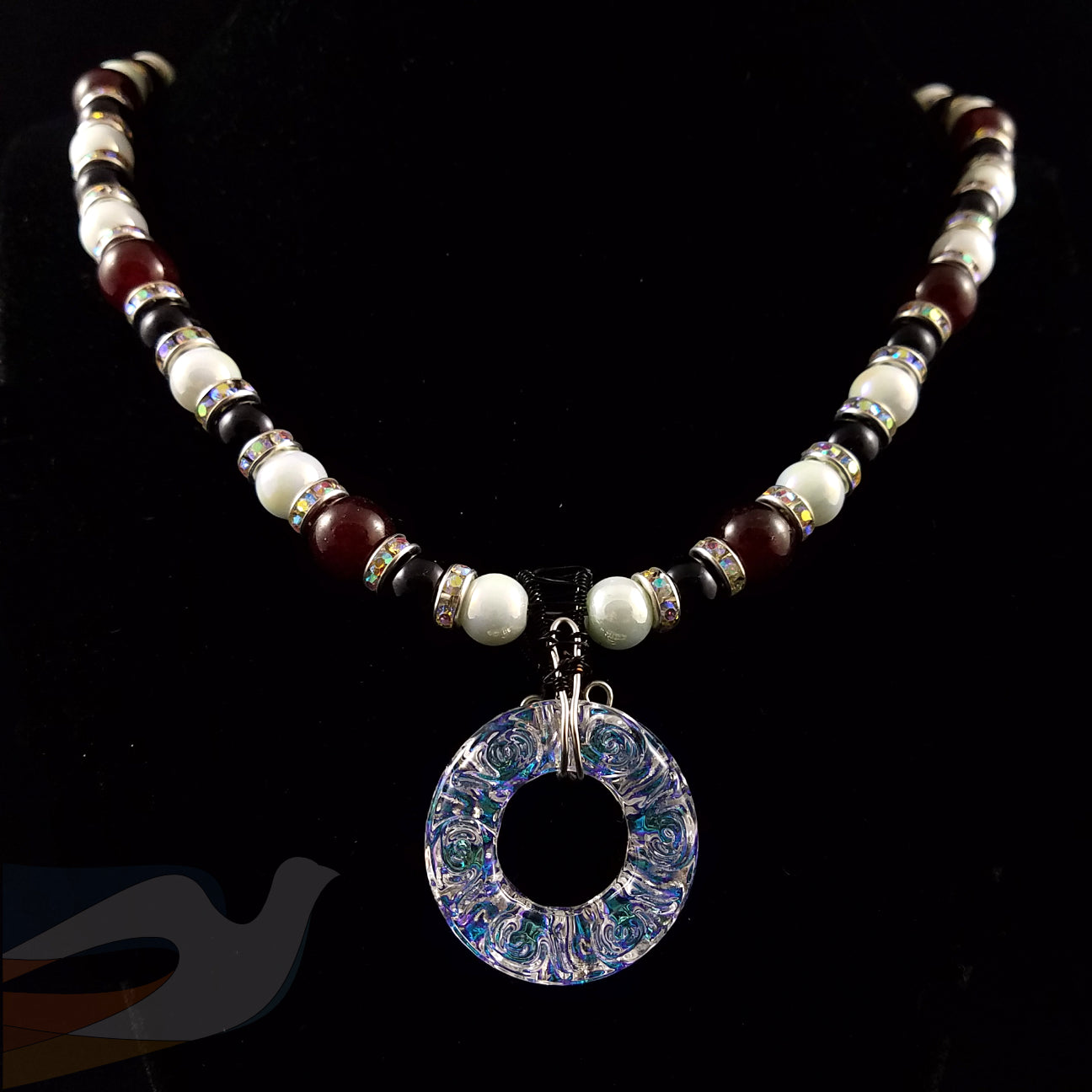 Hand carved Crystal Aurora Borealis Necklace