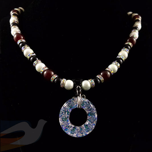 Hand carved Crystal Aurora Borealis Necklace