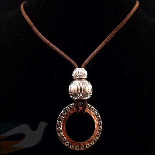 Mixed Metal Ring and leather necklace