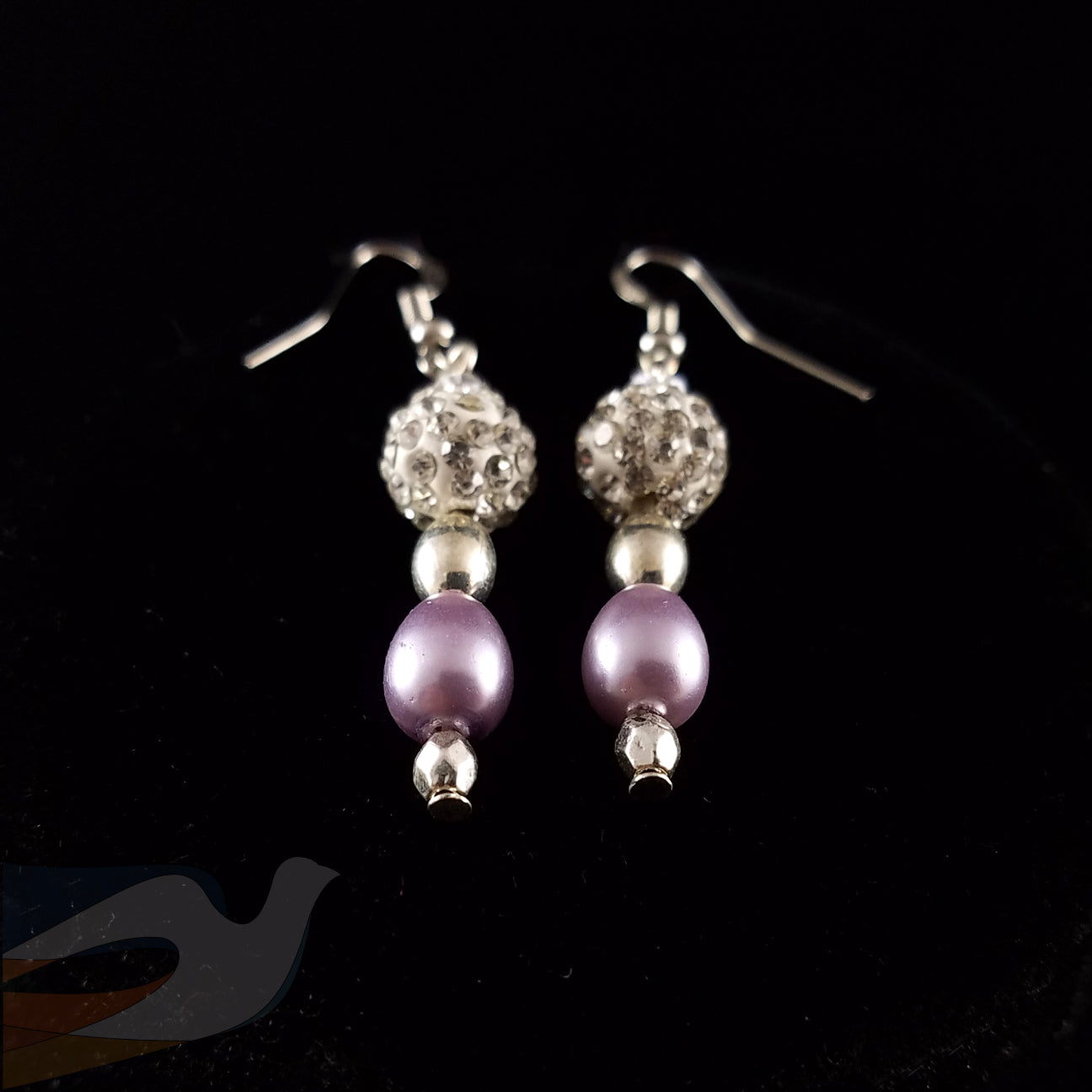 Glass Pearl and crystal Necklace and earrings set