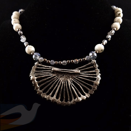 Vintage 1940's Antique Silver and  Rhinestone Necklace