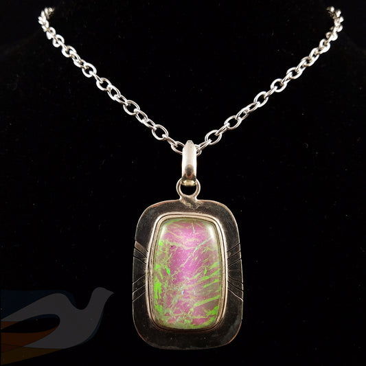 Opal and silver plated necklace