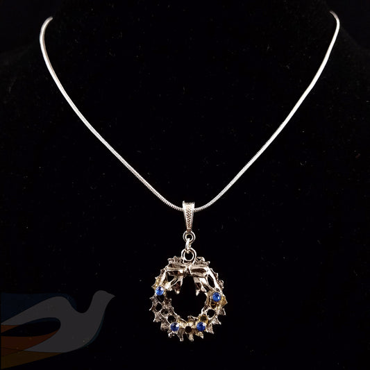 Christmas Silver Wreath Necklace