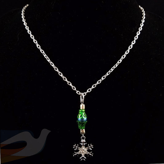 Crystal Silver Snowflake Necklace