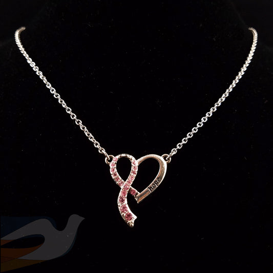 Breast Cancer Awareness Ribbon - Heart Necklace