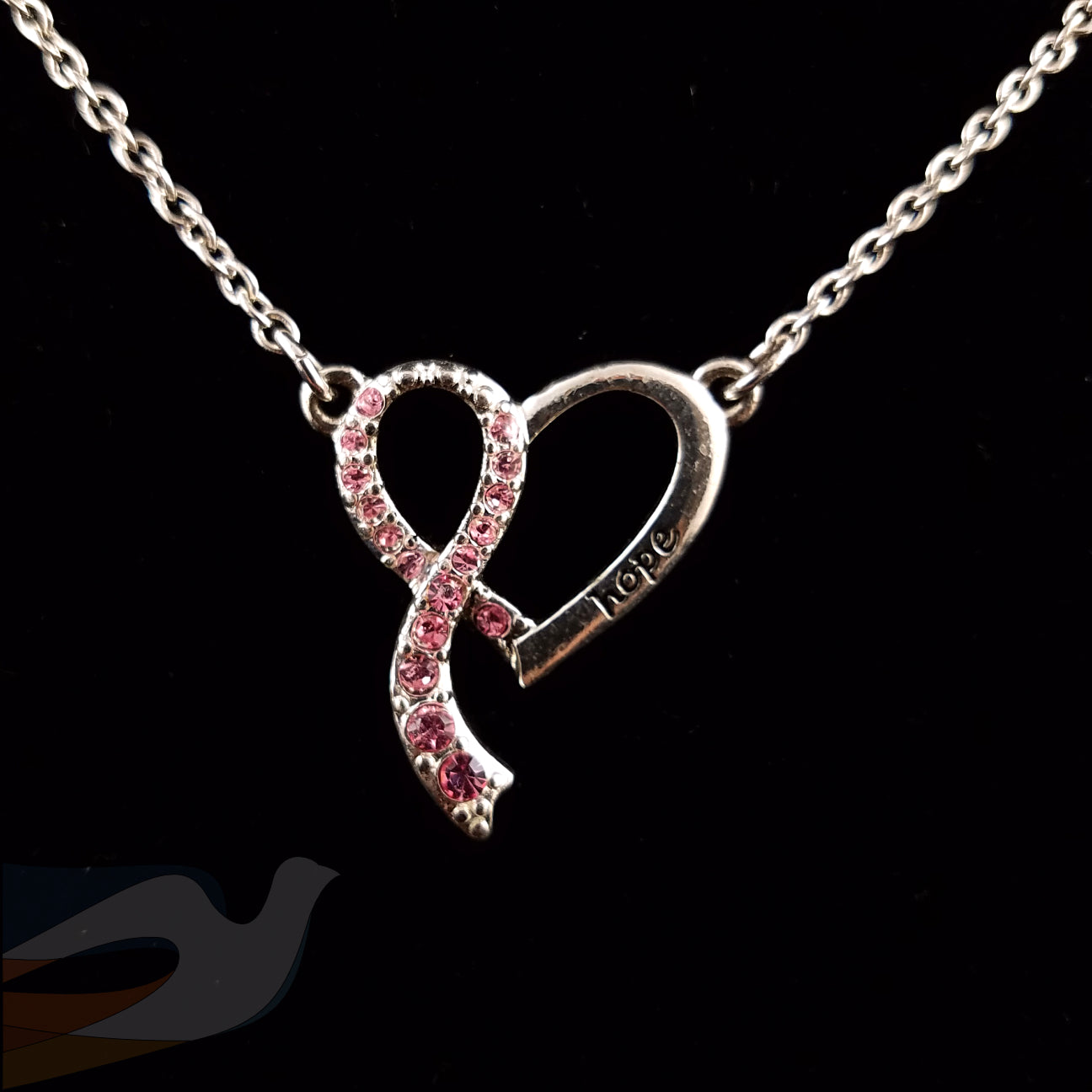 Breast Cancer Awareness Ribbon - Heart Necklace