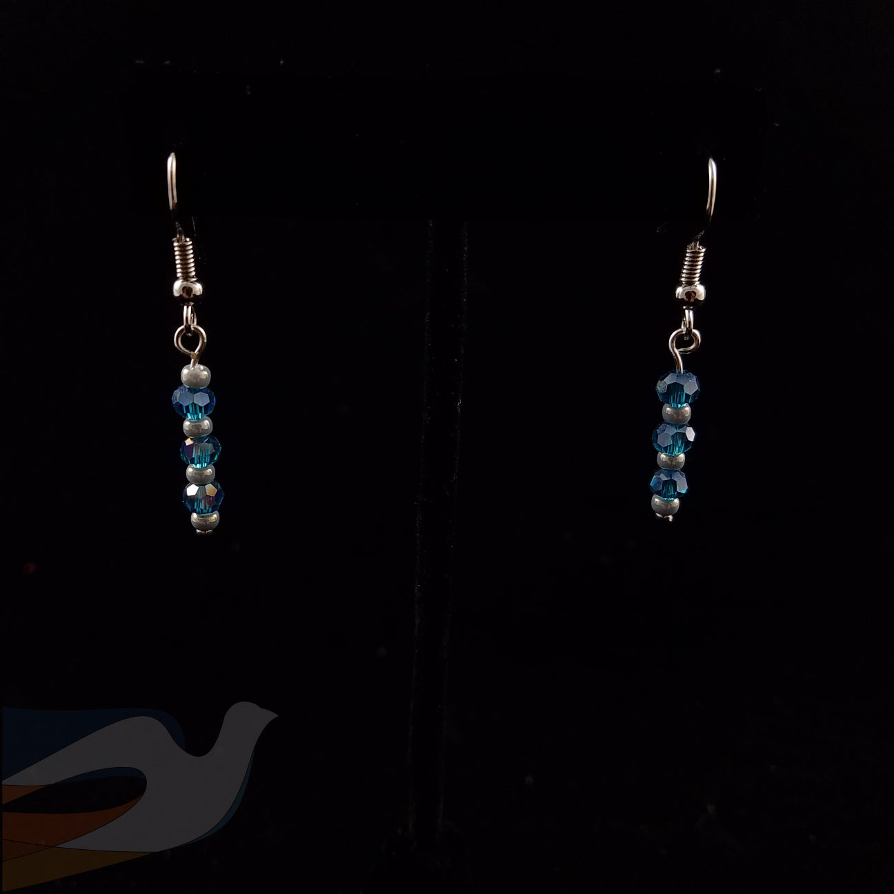 Silver and Blue Crystal Statement Necklace/Earring set