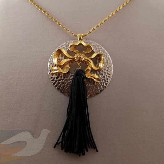 Gold Silver Black Tassel Necklace