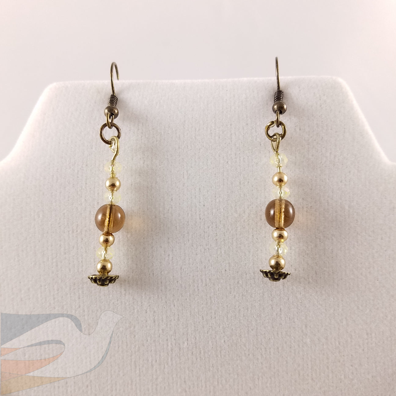 Antiqued Gold and crystal pendant Necklace/Earring set