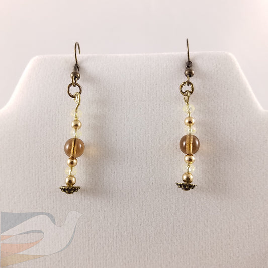 Antiqued Gold and crystal pendant Necklace/Earring set