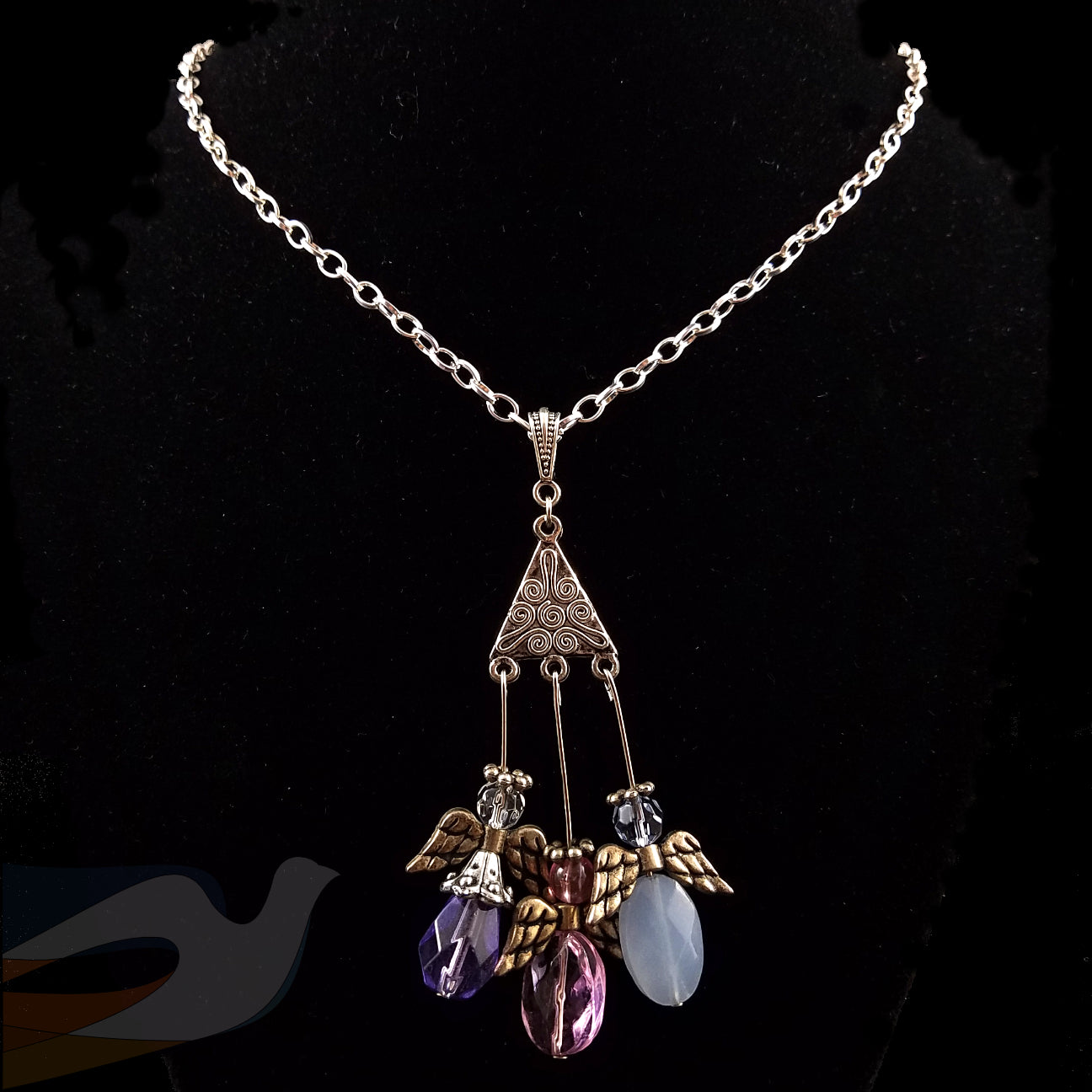 Crystal Angels Drop Pendant Necklace