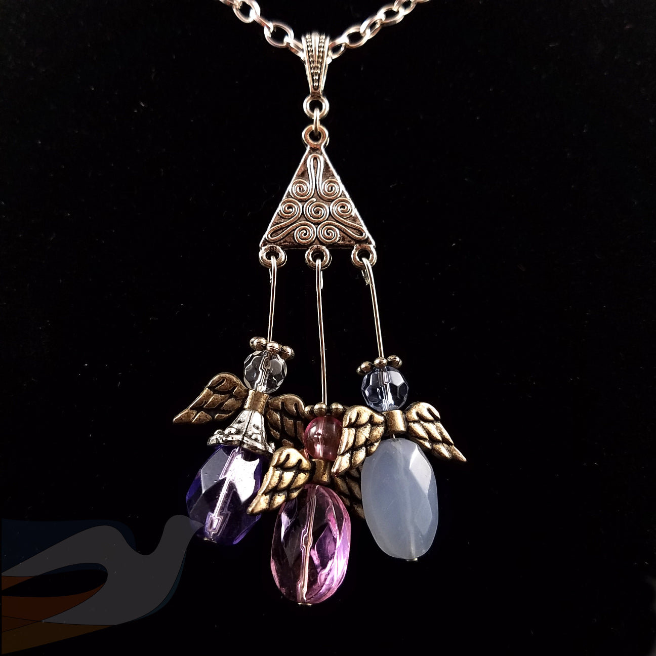 Crystal Angels Drop Pendant Necklace