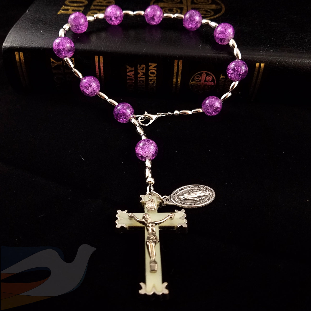 Purple and Silver Vehicle Rosary